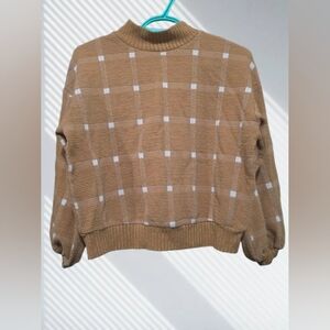 Chic Brown Checkered Turtleneck Sweater